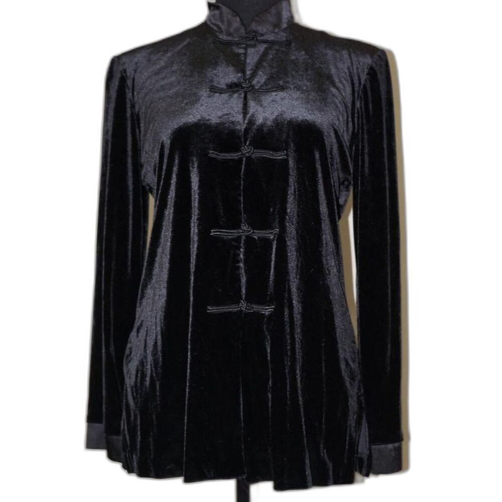 Vintage Whirlaway Frocks Velvet Goth Blouse Mandarin Collar